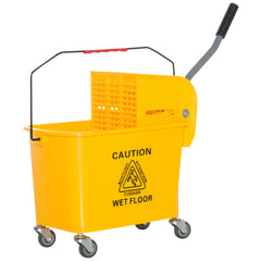 HOMCOM Putzeimer mit Auswringer 2 Fächer mit Rollen