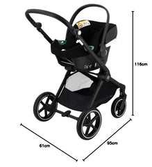 CYBEX Gold Kinderwagen EOS Lux 2-in-1 mit Babyschale Aton B2 i-Size und Babyschalen-Adapter, Reisesystem, Ab Geburt bis 22 kg (ca. 4 Jahre), Moon Black (Schwarz)