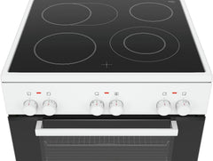 Bosch HKR39C250 Serie 4 Elektro-Standherd, 60 cm breit, EcoClean Direct Reinigungshilfe, 3D Heißluft Backen auf 3 Ebenen, LED-Display-Steuerung, erweiterbare Kochzone für großes Kochgeschirr