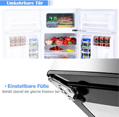 GOPLUS Kühlschrank mit Gefrierfach - Kühl Gefrierkombination / 90L Gesamtnutzinhalt, 27L Gefrierteil/Thermostat einstellbar/LED Innenbeleuchtung/Türanschlag wechselbar (Weiß)