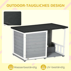 PawHut Hundehütte mit überdachter Veranda und Futternäpfen Outdoor