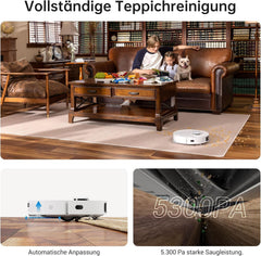 dreame L10s Pro Ultra Heat Roboter Staubsauger mit Automatische Moppreinigung mit heiem Wasser, Moppverlngerung, 7.000 Pa Saugkraft, Doppelte Mopp- und Bodenreinigung, Teppicherkennung