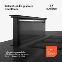 Klarstein Downdraft-Dunstabzugshaube, Versenkbare Abzugshaube, Leise Dunstabzugshauben mit Filter, Dunstabzugshaube 60cm, Umluft/Abluft Dunsthaube mit 10 Stufen, Dunstabzug 576 m³/h Luftstrom