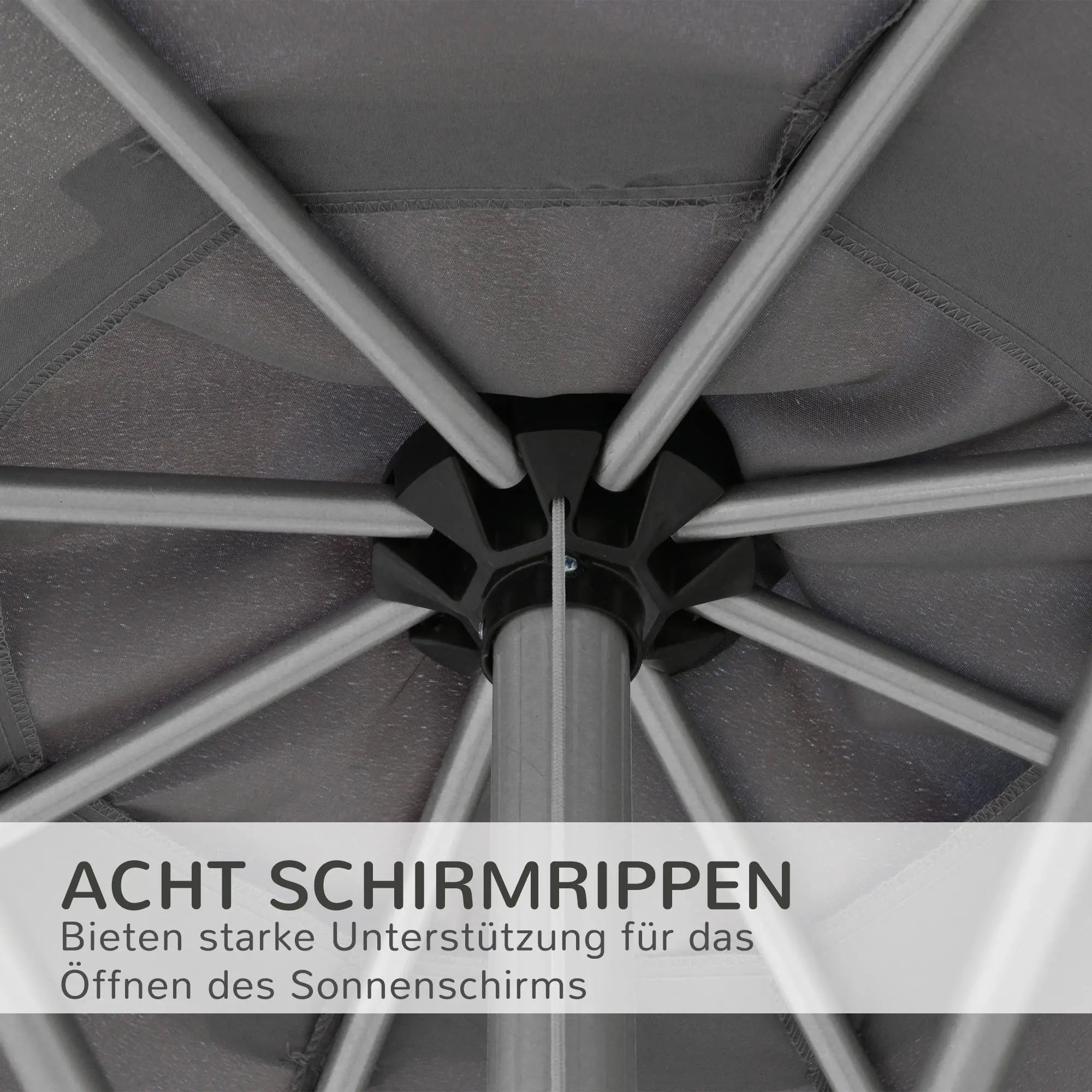 Outsunny Sonnenschirm 2,7 m Dunkelgrau mit Kurbel & UV-Schutz