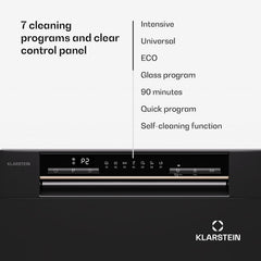 Klarstein ia 8 - Spülmaschine, Geschirrspüler, Freistehend, Teilintegriert, F, 55 cm breit, 8 Maßgedecke, 6 Programme, Aquastop, silber