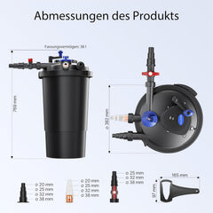 SunSun CPF-15000 Druckteichfilter 10.000 l/h / 18 W UVC Einheit, Teichdruckfilter für Teiche bis 30.000 Liter, Teichklärer, Filteranlage