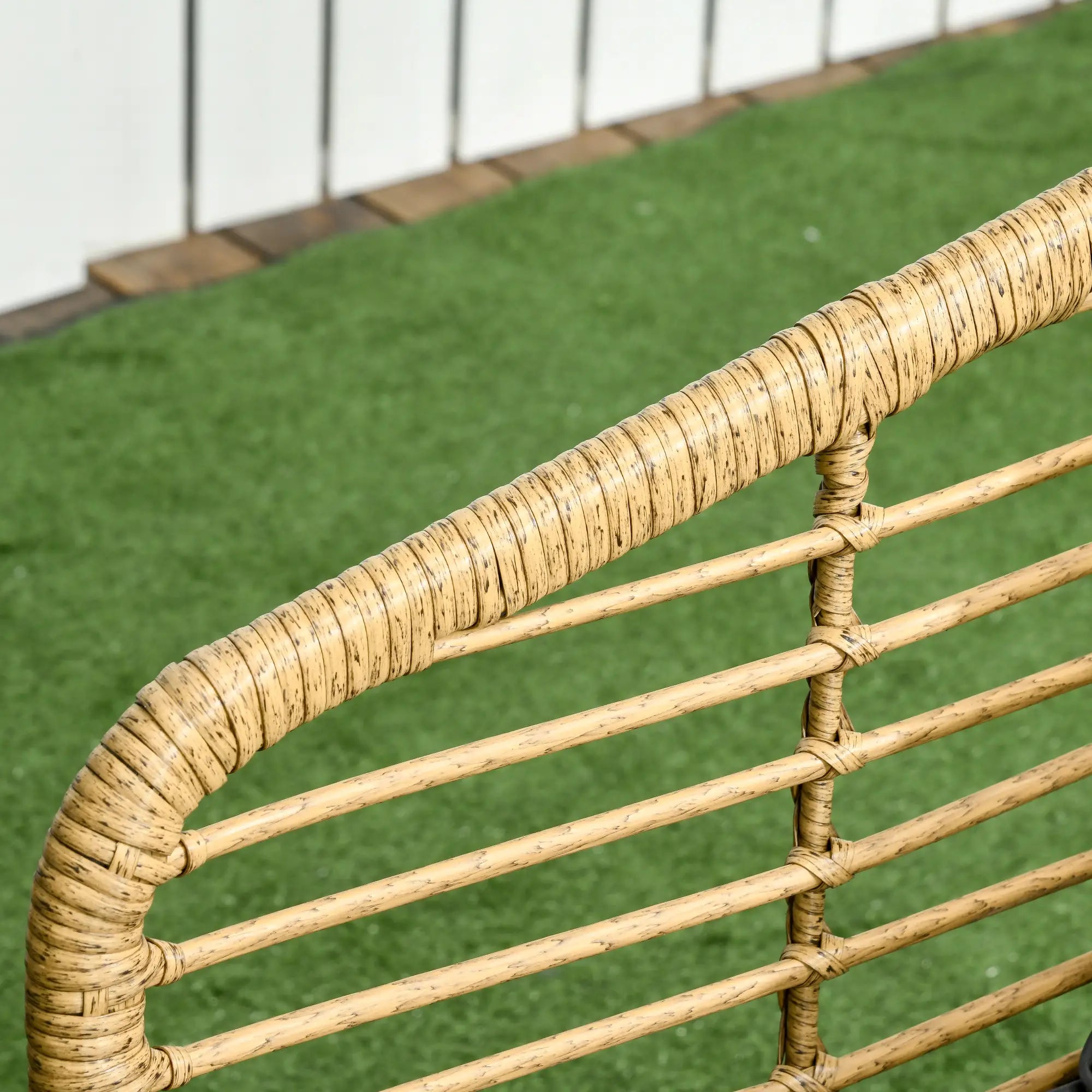 Outsunny Polyrattan Gartensofa-Set 4-tlg. Boho-Stil Glas-Couchtisch