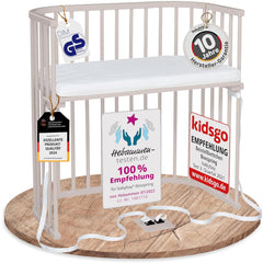 babybay Original Beistellbett aus massivem Buchenholz / kompakt & verwandelbar / Kinderbett Höhe stufenlos verstellbar & umweltfreundlich / mitwachsendes Babybett (weiß lackiert) / inkl. Matratze