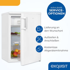 Exquisit Kühlschrank mit Gefrierfach, 120 Liter, 4-Sterne-Gefrierfach, Kühlschrank freistehend, KS516-4-H-010D weiss