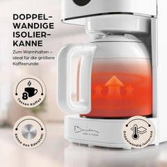 Barista Filterkaffeemaschine mit verstellbarem Mahlwerk & Thermokanne | Warmhaltefunktion, 24h Timer & Permanentfilter | Für 10 Tassen Kaffee | Kaffeemaschine für Bohnen & Pulver [Edelstahl]