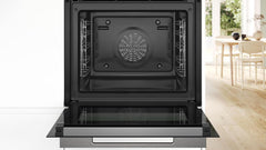 Bosch HMG7361B1, Serie 8 smarter Einbau-Backofen mit Mikrowellenfunktion, 60 x 60 cm, Made in Germany, Schwarz, Air Fry, Digitaler Bedienring, Touchdisplay, Automatikprogramme, Reinigungsunterstützung