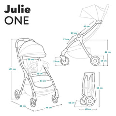 LIONELO Julie One Buggy Kinderwagen bis 22 kg, verstellbare Rückenlehne und Fußstütze, Moskitonetz, Beinwärmer, Getränkehalter und Transporttasche, zusammenklappbar