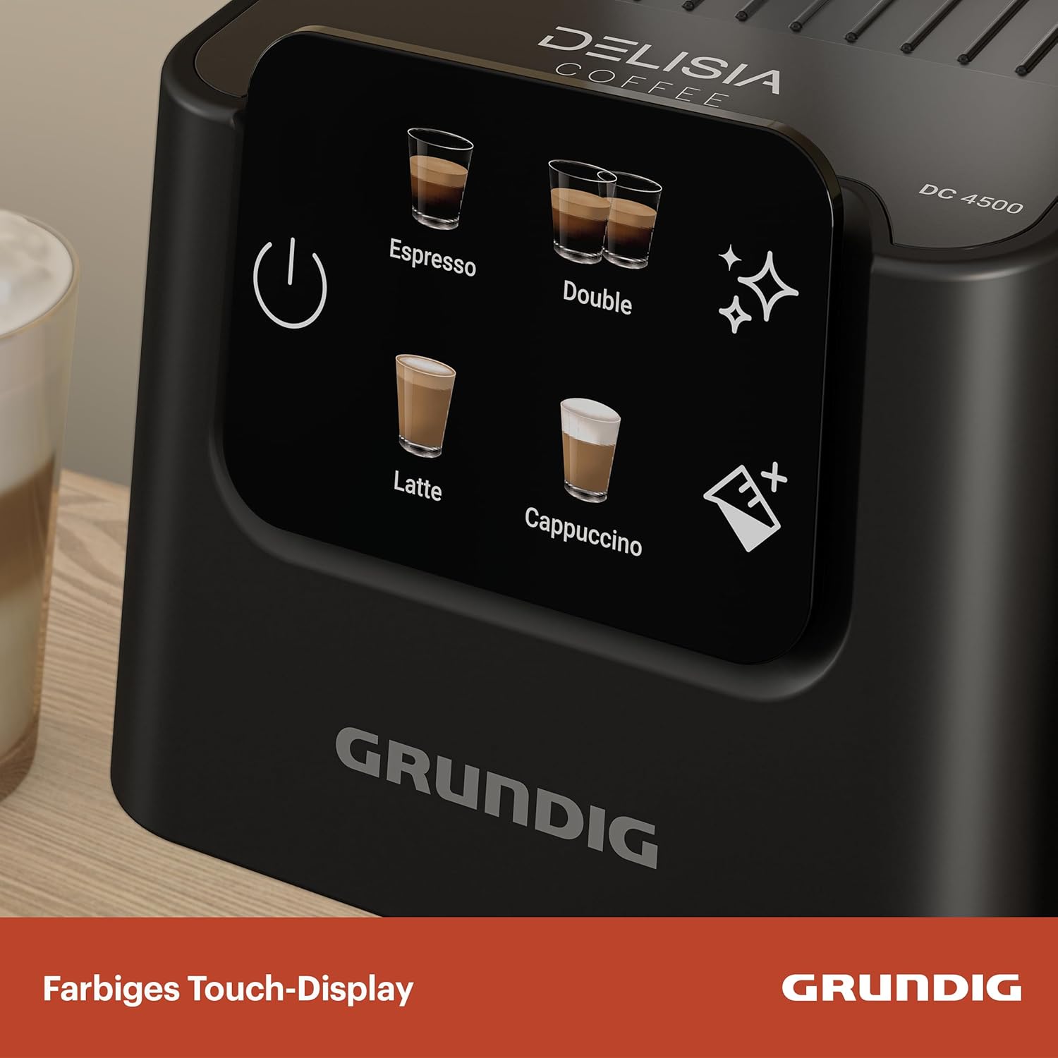 GRUNDIG KSM 5330 Siebträgermaschine mit integriertem Milchbehälter, 1628 W Leistung, 15 bar Pumpendruck, Zweifachdüse, farbiges Touch-Display, BrewSense, CreamyPro, Dark Inox/Schwarz