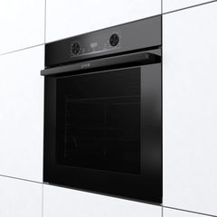 Gorenje 738971 Einbaubackofen-Set OptiBake Black Steam Pyro Set / 77L / Heißluft/Pyrolyse/ExtraSteam/GentleClose/AirFry/Pizzamode 300°C/PerfectGrill/Induktions-Kochfeld mit BridgeZone/schwarz