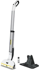 Krcher Elektrischer Wischmopp EWM 2, kabelloser Bodenreiniger mit 2 rotierenden Mikrofaserwalzen, Akkulaufzeit: ca. 20 min, Flchenleistung pro Akkuladung: ca. 60 m, Wei