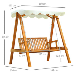 Outsunny Hollywoodschaukel Gartenschaukel 2-Sitzer mit Sonnendach Lärche