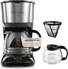 Barista Filterkaffeemaschine mit verstellbarem Mahlwerk & Thermokanne | Warmhaltefunktion, 24h Timer & Permanentfilter | Für 10 Tassen Kaffee | Kaffeemaschine für Bohnen & Pulver [Edelstahl]