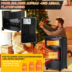Sonnewelt Gasheizung 4200w und 1260w Gas-Elektro-Heizgert mit Gasdruckregler, Gasschlauch, Gasflaschen Adapter