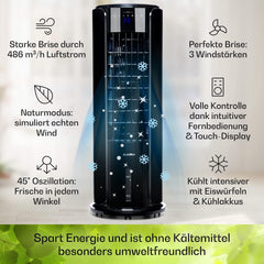 Klarstein Luftkühler mit Wasserkühlung, 4-in-1 Raumkühler, Luftbefeuchter, Ventilator & Nachtmodus, Mobile Klimageräte Luftkühler mit 3,5L Tank & Timer, 60W Air Cooler mit 486 m³/h Luftstrom