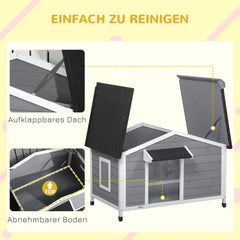PawHut Hundehütte Outdoor aufklappbares Dach wetterfest Massivholz