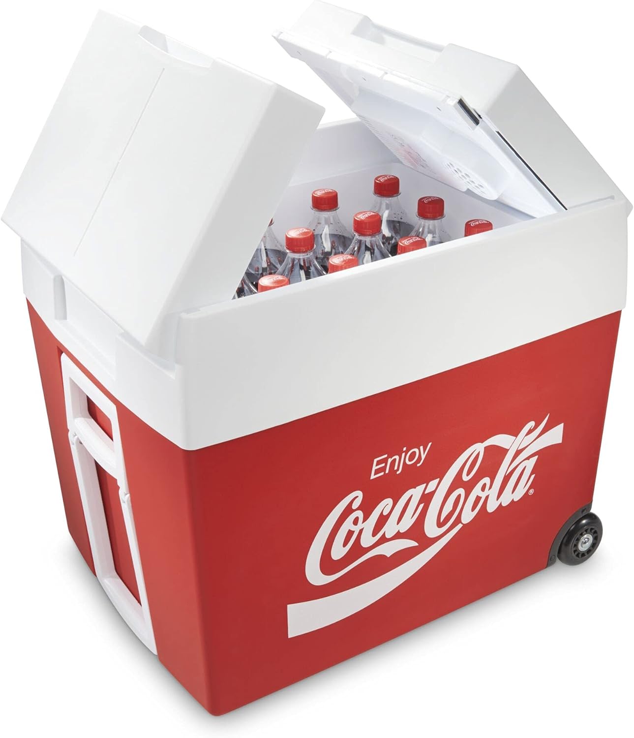 Mobicool MT48W AC/DC - elektrische Kühlbox mit Rollen passend für eine komplette Getrnkekiste / Bierkiste, 48 Liter, 12 V und 230 V für Auto, Lkw, Boot, Reisemobil und Steckdose, Blau