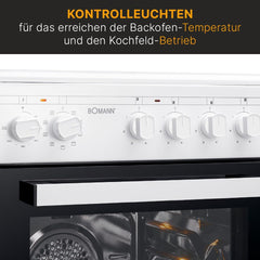 Bomann® Backofen 50cm mit Herd | Elektroherd freistehend 50 cm mit 4 Kochplatten | Standherd mit Ofen 43L | Ober-/Unterhitze | 40°C-240°C | inkl. Blech & Grillrost | Elektroherd mit Kochfeld EHC 7939