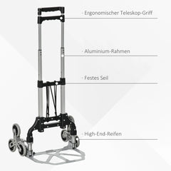 Durhand Treppensteiger Sackkarre 6 Räder faltbar Aluminium