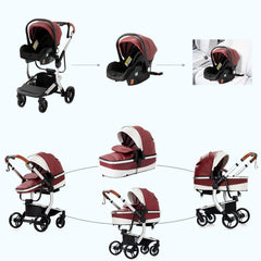 3 in 1 Kombikinderwagen 3 in 1 Reisesysteme Kinderwagen Infant Hochlandschaft Liegender Buggy Kinderwagen Neugeborenen Kinderwagen Faltbarer Standardkinderwagen (906 White)