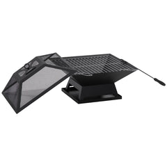 Outsunny Feuerschale Grill 2-in-1 mit Funkenschutz Outdoor
