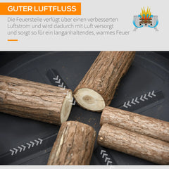 Outsunny Feuerschale Grillfunktion tragbar mit Funkenschutz Schürhaken