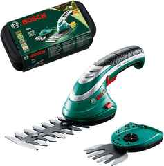 Bosch Akku Grasscheren Set Isio (3,6 Volt, Messerlnge 12 cm, Messerabstand 8 mm, mit XL-Gartenhandschuhen inklusive, in Softcase) – Amazon Edition