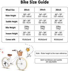 Glerc Missy 20 24 26 Zoll Mädchen City 6-Gang Hybrid Cruiser Fahrrad mit Weidenkorb für Jugend über 6-Jahre alt, mehrere Farben