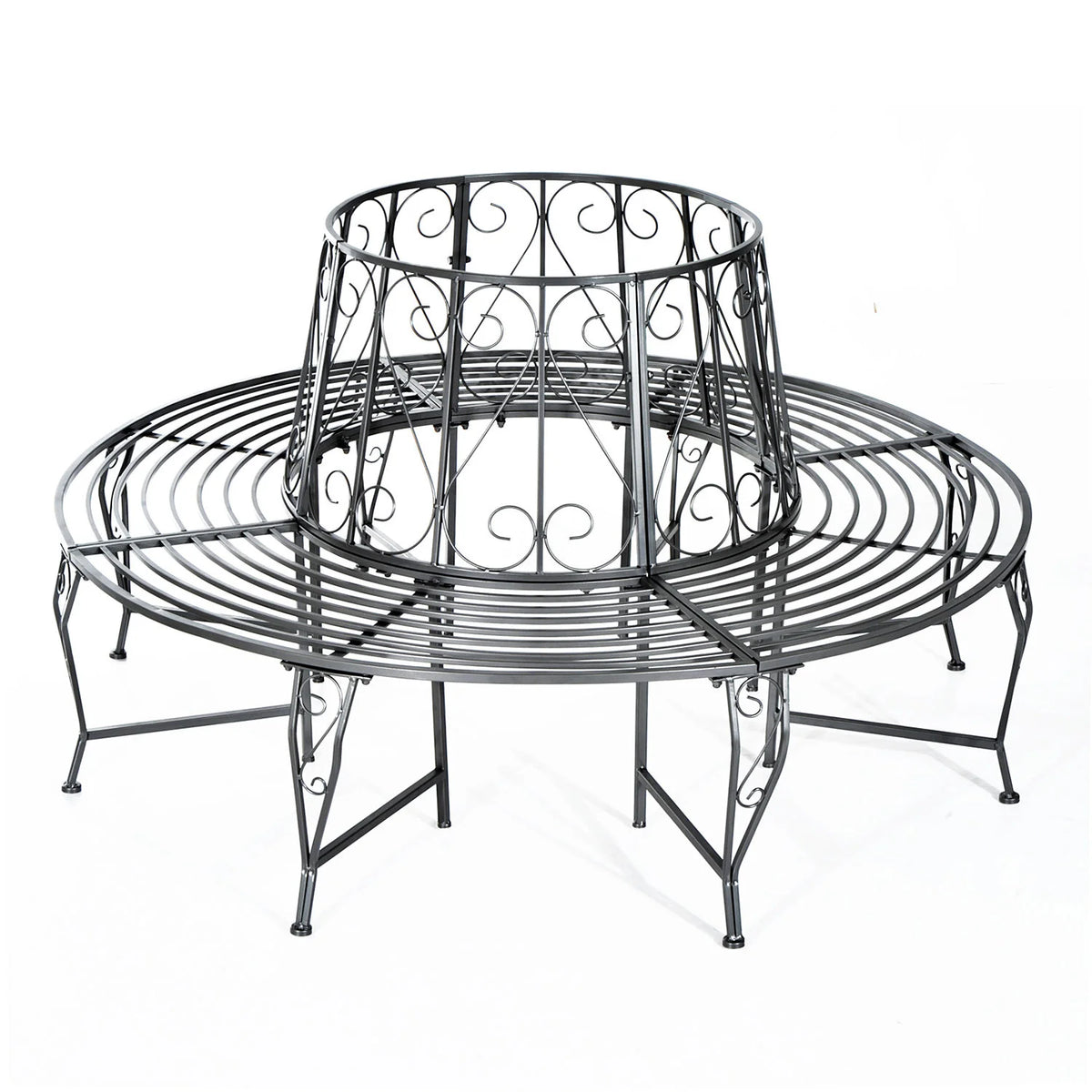 Outsunny Baumbank Rundbank 360° Design große Sitzfläche Metall