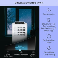 Klarstein Mobile Klimaanlage mit Abluftschlauch, 3-in-1 Klimagerät mit Ventilator & Luftentfeuchter, Kleine & Portable Klimaanlage für Wohnung & Büro, mit Nachtmodus & App-Steuerung, 7000 BTU