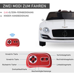 HOMCOM Kinder-Elektroauto Bentley GT lizenziert mit Fernbedienung Weiß
