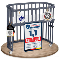 babybay Original Beistellbett aus massivem Buchenholz / kompakt & verwandelbar / Kinderbett Höhe stufenlos verstellbar & umweltfreundlich / mitwachsendes Babybett (weiß lackiert) / inkl. Matratze