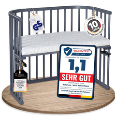 babybay Original Beistellbett aus massivem Buchenholz / kompakt & verwandelbar / Kinderbett Höhe stufenlos verstellbar & umweltfreundlich / mitwachsendes Babybett (weiß lackiert) / inkl. Matratze