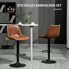 HOMCOM 2er-Set Barhocker höhenverstellbar, Kunstleder Braun
