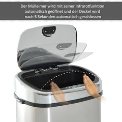 HOMCOM Automatik Mülleimer mit Sensor Abfalleimer Edelstahl