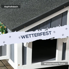 PawHut Outdoor Katzenhaus 2 Etagen mit Asphaltdach Blumenkasten