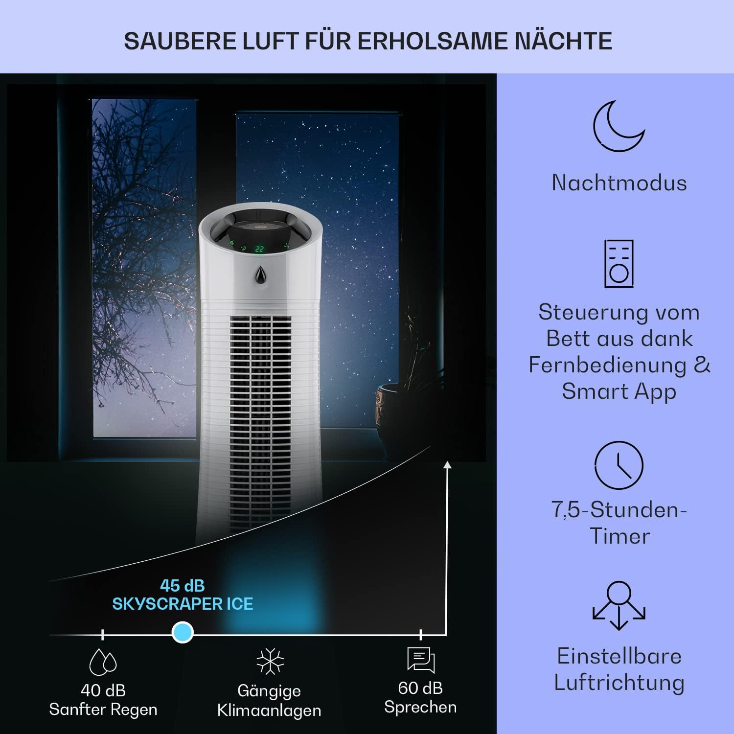 Klarstein 4-in-1: Smart Luftkühler, Ventilator, Luftbefeuchter & Ionisation I 6 L Wassertank, Oszillation, 30 W, 210 m³/h, Timer I Klimagerät ohne Abluftschlauch, Mobiles Klimagerät, Schwarz-Rosegold