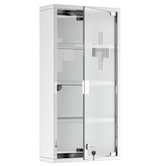 HOMCOM Medizinschrank abschließbar Tip-On Automatik Edelstahl