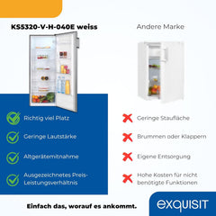 Exquisit Kühlschrank ohne Gefrierfach, Großer Kühlschrank, 5 Ablagen, 242 Liter, Vollraumkühlschrank 143 cm hoch, KS5320-V-H-040E weiss