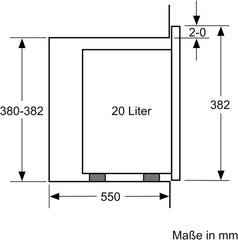 Siemens BF525LMB1 iQ500, Einbau-Mikrowelle, 59 x 38 cm, 800W, 20L Garraum Edelstahl, 25,5 cm Drehteller, touchControl Bedienung, Hydrolytische Reinigungshilfe, cookControl 7 Automatikrogramme, Schwarz