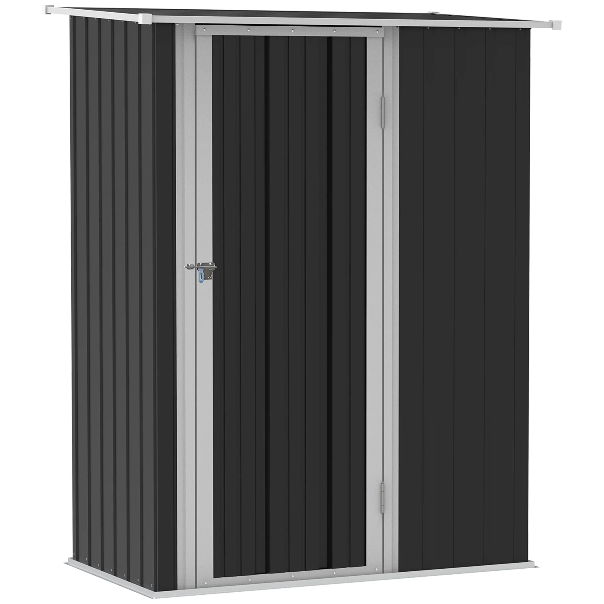 Outsunny Gerätehaus 142×84×189 cm Stahl Dunkelgrau