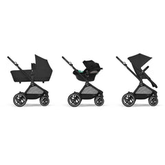 CYBEX Gold Kinderwagen EOS Lux 2-in-1 mit Babyschale Aton B2 i-Size und Babyschalen-Adapter, Reisesystem, Ab Geburt bis 22 kg (ca. 4 Jahre), Moon Black (Schwarz)
