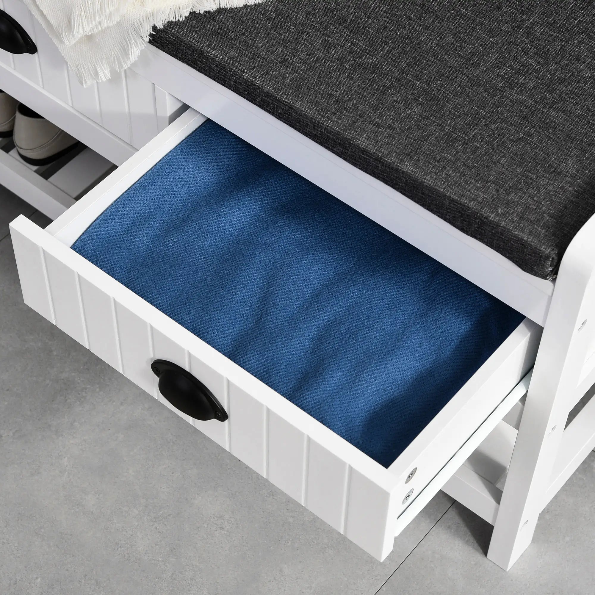 HOMCOM Garderobenständer Schuhbank All-in-1 Design Weiß