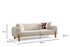 Lyke 3 Sitzer Bettsofa - Sahne