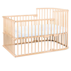 babybay Original Beistellbett aus massivem Buchenholz / kompakt & verwandelbar / Kinderbett Höhe stufenlos verstellbar & umweltfreundlich / mitwachsendes Babybett (weiß lackiert) / inkl. Matratze