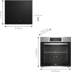 Beko BBSM12340X Einbau-Backofen-Set, zwei autarke Geräte: Induktionskochfeld mit 4 Kochzonen, Backofen mit 8 Heizarten, 72 l Garraum-Volumen, Kindersicherung, Sensortasten, Schwarz/Edelstahl
